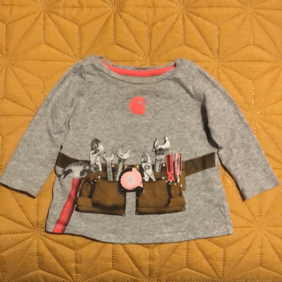 Infant Girls Carhartt Long Sleeve Tshirt W/Toolbelt Screenprint Design. Size 6M. - Picture 2 of 10